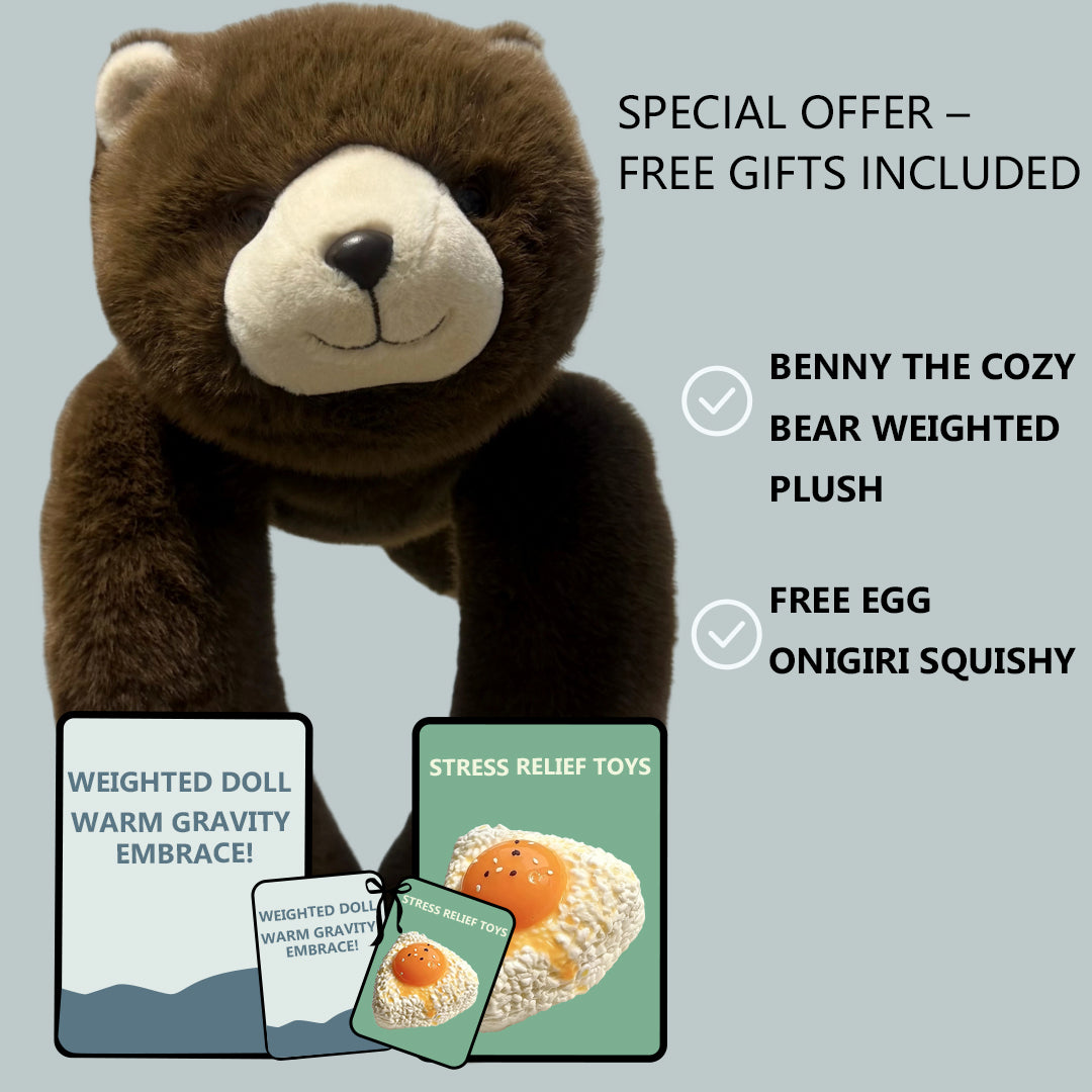 weighted plush bear with free squishy gift bonus stress relief toy offer bundle